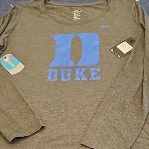 Nike Gray Long Sleeve Tee with Blue Duke Logo
